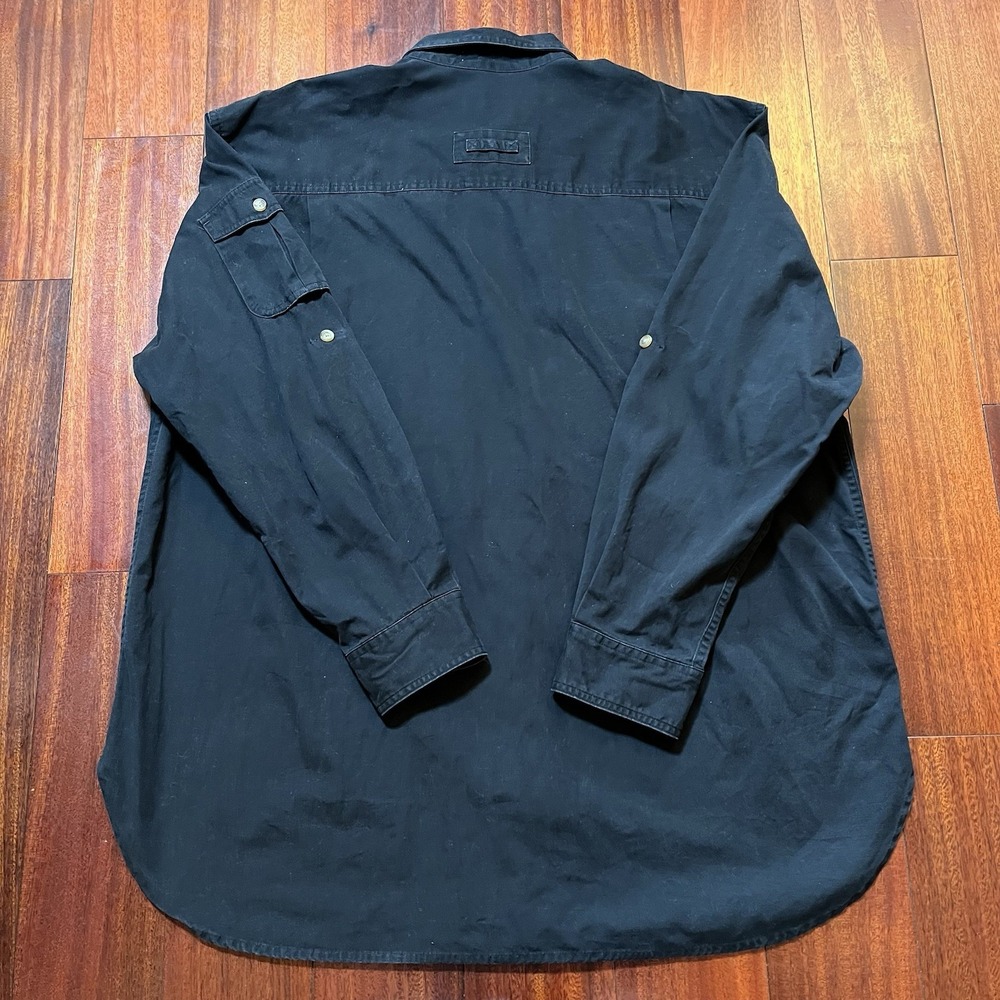 Vintage Orvis Shirt Mens XL Solid Black With Epauletes Button Down Field FADE 90 - Picture 2 of 7